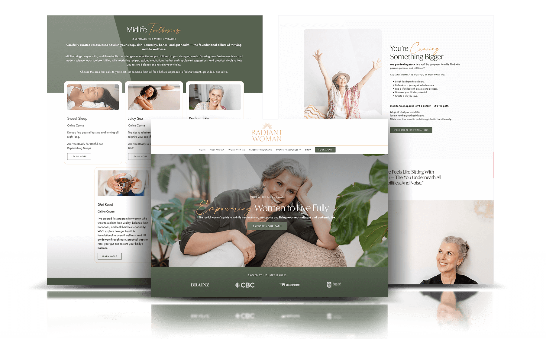 Radian Woman website design mockup