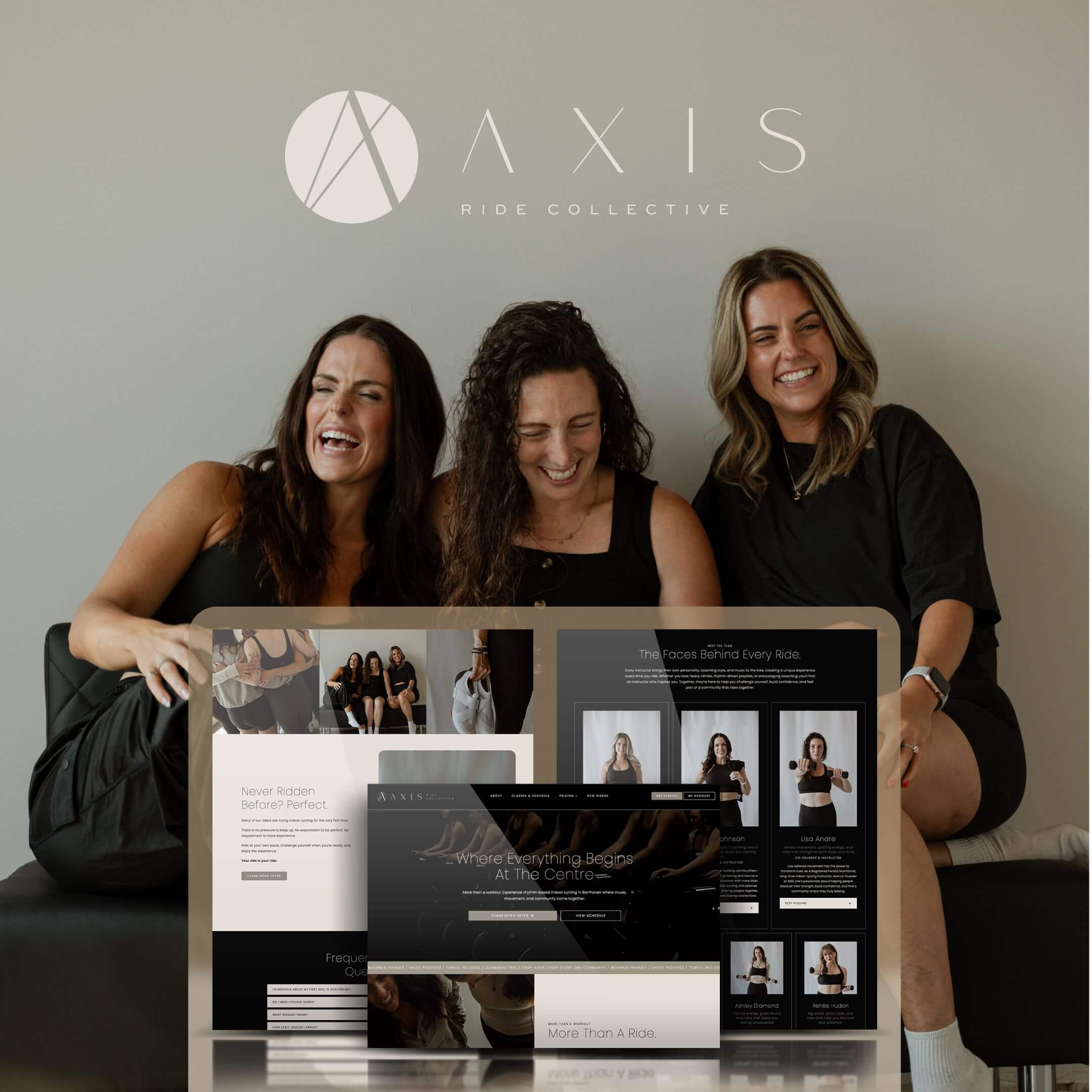 Custom WordPress website designed for AXIS Ride Collective, an indoor cycling studio in Barrhaven, Ottawa