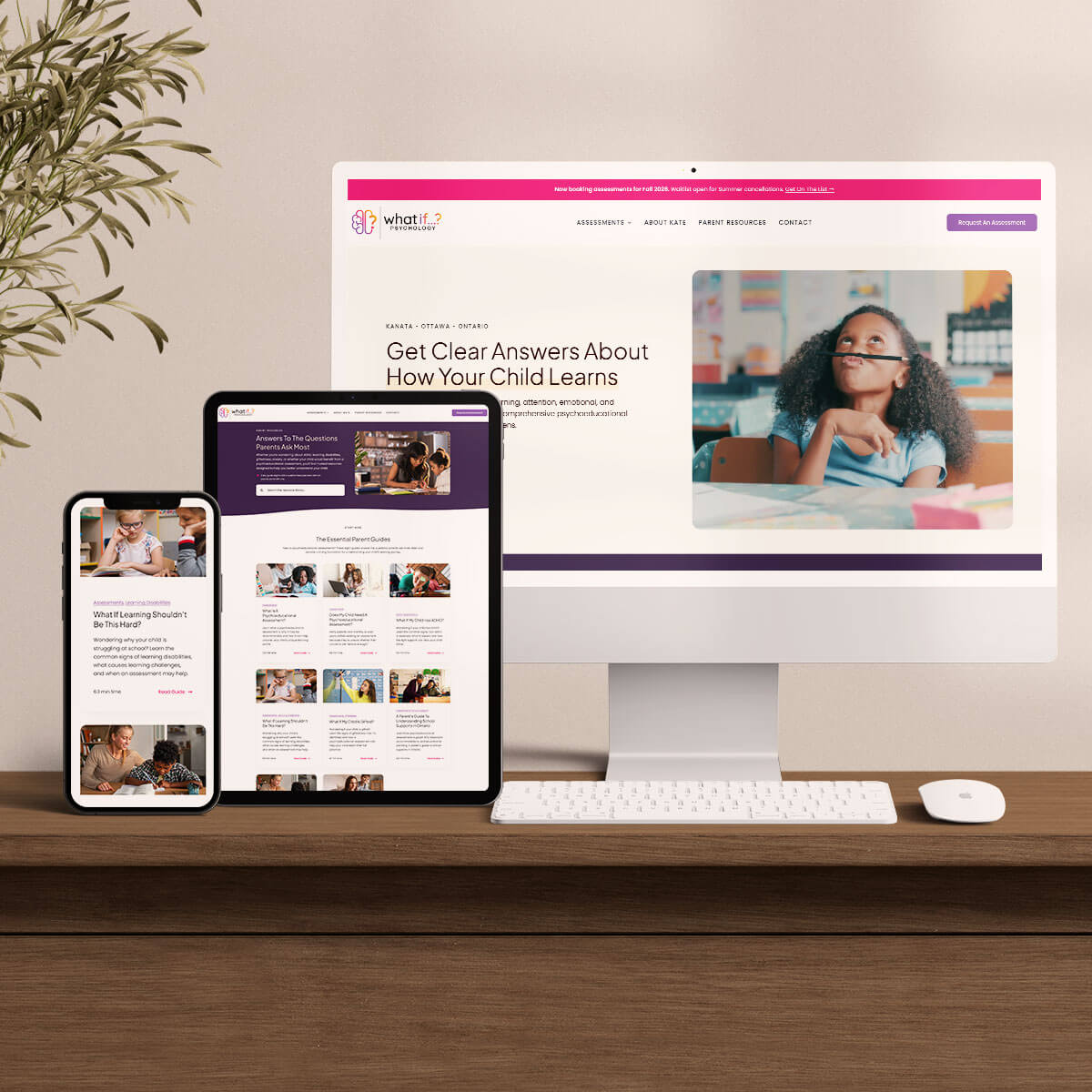 Custom website design for What If? Psychology, an Ottawa child psychology practice